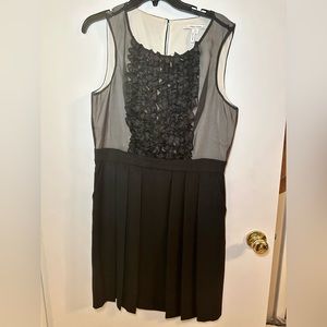 Max and Cleo ruffle front pleated black dress 14